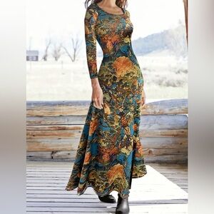 Peruvian Connection Milena 3/4 Sleeve Maxi Dress Sz M